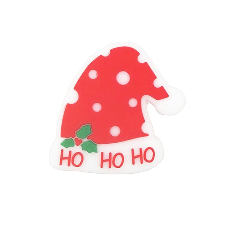 Chenkai 10pcs Silicone Christmas Beads Hat Tree Shaped Beads BPA Baby Chewable