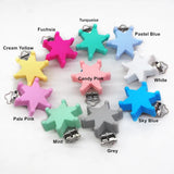 10pcs Silicone Star Teether Clips DIY Craft Baby Dummy Soother Holder Clips
