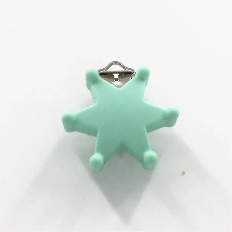 10pcs Silicone Star Teether Clips DIY Craft Baby Dummy Soother Holder Clips