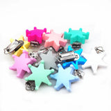 10pcs Silicone Star Teether Clips DIY Craft Baby Dummy Soother Holder Clips