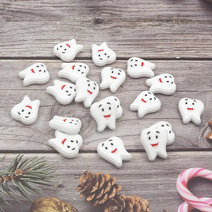 Chenkai 10pcs Silicone Tooth Beads Baby Beads BPA Infant Chewable Dummy Necklace