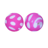 Chenkai 50PCS 12mm Pink Ball Print Silicone Beads Baby Teething Toy