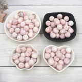 Chenkai 50PCS 12mm Silk Print Silicone Baby Beads Teething DIY Chewing Toy