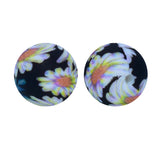 Chenkai 50PCS 15mm Daisy Print Silicone Beads Teething DIY Toy