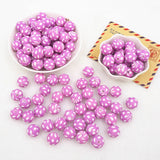 Chenkai 50PCS 15mm Purple Ball Print Silicone Bead Baby Round Shaped Beads