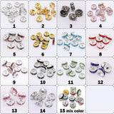 Chenkai 50PCS 10mm Rhinestone Rondelle Spacer Beads DIY Bracelet Pen Making