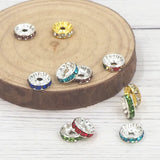Chenkai 50PCS 10mm Rhinestone Rondelle Spacer Beads DIY Bracelet Pen Making