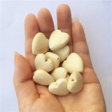 Chenkai 50pcs Natural Wood Heart Teether Beads Unfinished Baby Shower Teethering