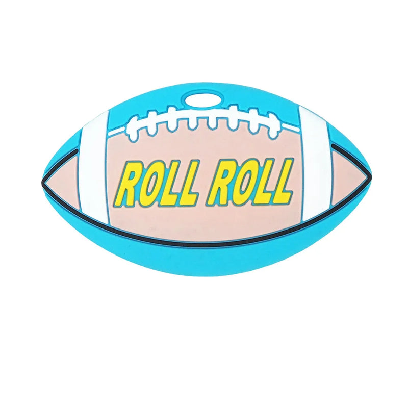 Chenkai 5PCS BPA Silicone Football Teether Pendant DIY Baby Shower Sensory Toy