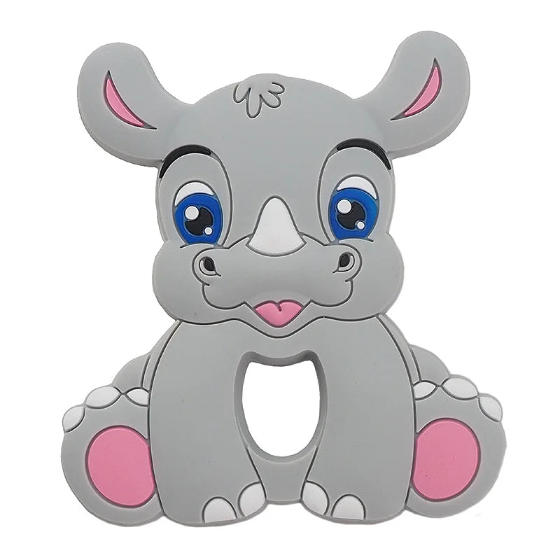 Chenkai 5PCS BPA Silicone Rhinoceros Teethers Sensory Chewing Pacifier