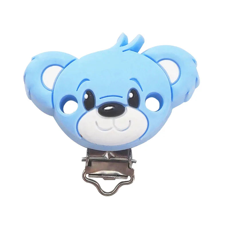 5PCS Bear Silicone Pacifier Clip Animals holder for Baby Nursing