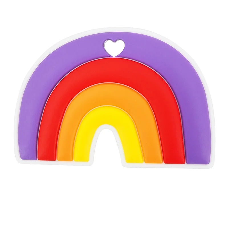 Chenkai 5PCS Silicone Rainbow Baby Teether BPA-Free DIY Infant Necklace Pendant
