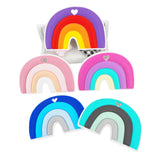 Chenkai 5PCS Silicone Rainbow Baby Teether BPA-Free DIY Infant Necklace Pendant