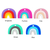 Chenkai 5PCS Silicone Rainbow Baby Teether BPA-Free DIY Infant Necklace Pendant