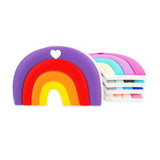 Chenkai 5PCS Silicone Rainbow Baby Teether BPA-Free DIY Infant Necklace Pendant