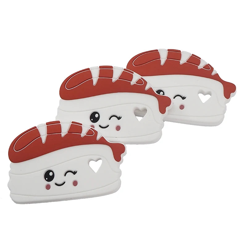 Chenkai 5PCS Silicone Sushi Teethers BPA-Free Infant Sensory Pacifier Toy