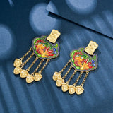 Vintage Tassel Cheongsam Necklace Ornament Hanfu Chinese Style Cloisonne Enamel