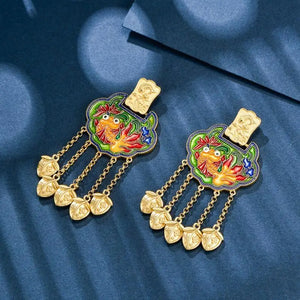 Vintage Tassel Cheongsam Necklace Ornament Hanfu Chinese Style Cloisonne Enamel