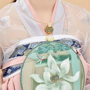 Vintage Tassel Cheongsam Necklace Ornament Hanfu Chinese Style Cloisonne Enamel