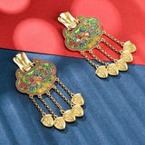 Vintage Tassel Cheongsam Necklace Ornament Hanfu Chinese Style Cloisonne Enamel