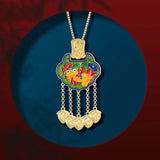 Vintage Tassel Cheongsam Necklace Ornament Hanfu Chinese Style Cloisonne Enamel