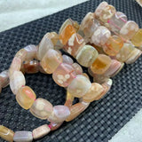Cherry Blossom Agate Stone Beads Bracelet Gemstone DIY Bangle Gift