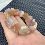 Cherry Blossom Agate Stone Beads Bracelet Gemstone DIY Bangle Gift