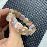 Cherry Blossom Agate Stone Beads Bracelet Gemstone DIY Bangle Gift
