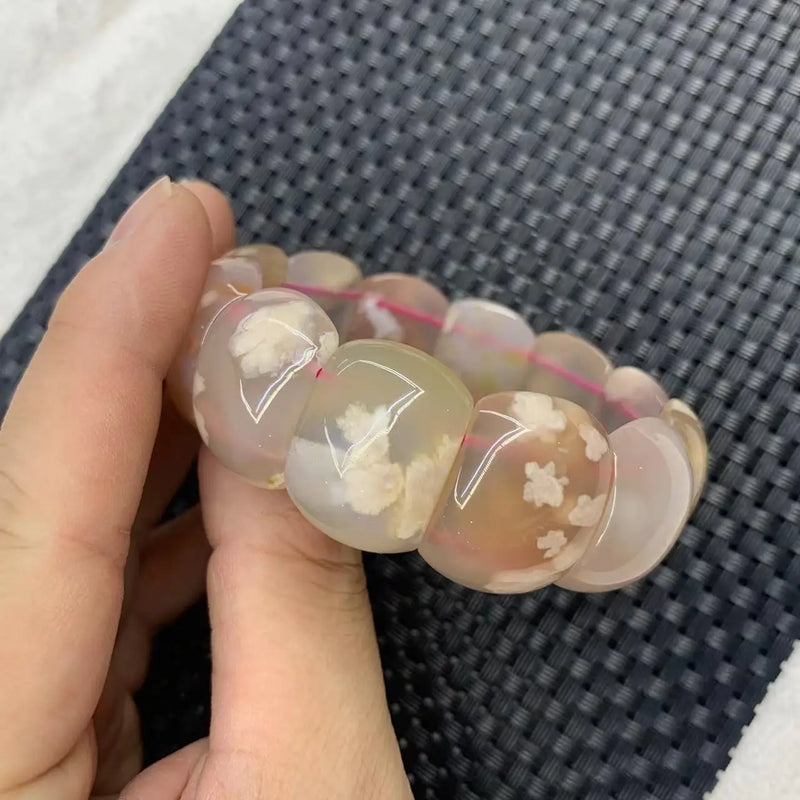 Cherry Blossom Agate Stone Bracelet - DIY Gemstone Bangle for Women