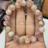 Cherry Blossom Agate Stone Beads Bracelet Natural Gemstone DIY Jewelry
