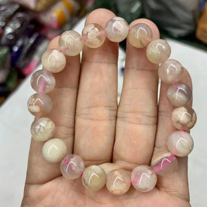 Cherry Blossom Agate Stone Beads Bracelet Natural Gemstone DIY Jewelry