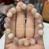 Cherry Blossom Agate Stone Beads Bracelet Natural Gemstone DIY Jewelry