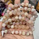 Cherry Blossom Agate Stone Beads Bracelet Natural Gemstone DIY Jewelry