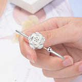 Cherry Blossom Flower 925 Silver Bangle for Women S-B211