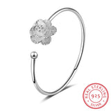 Cherry Blossom Flower 925 Silver Bangle for Women S-B211