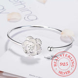 925 Sterling Silver Cherry Blossom Flower Opening Bangle for Women