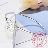 925 Sterling Silver Cherry Blossom Flower Opening Bangle for Women