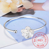 925 Sterling Silver Cherry Blossom Flower Opening Bangle for Women