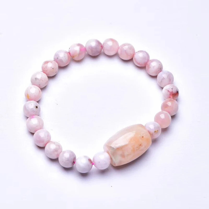Natural Cherry Blossoms Crystal Bracelet 8mm Beads Bucket Bead Lucky for Women