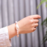 Natural Cherry Blossoms Crystal Bracelet 8mm Beads Bucket Bead Lucky for Women
