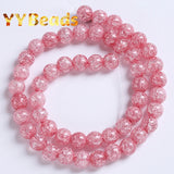 Cherry Blossoms Snow Cracked Quartz Crystal Glass Beads 4-12mm