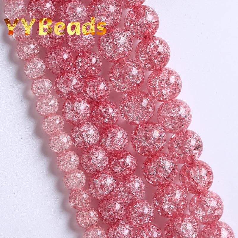 Cherry Blossoms Snow Cracked Quartz Crystal Glass Beads 4-12mm