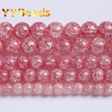 Cherry Blossoms Snow Cracked Quartz Crystal Glass Beads 4-12mm