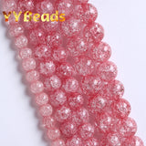 Cherry Blossoms Snow Cracked Quartz Crystal Glass Beads 4-12mm