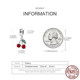 Cherry Charm Beads for Bracelet Necklace 925 Silver