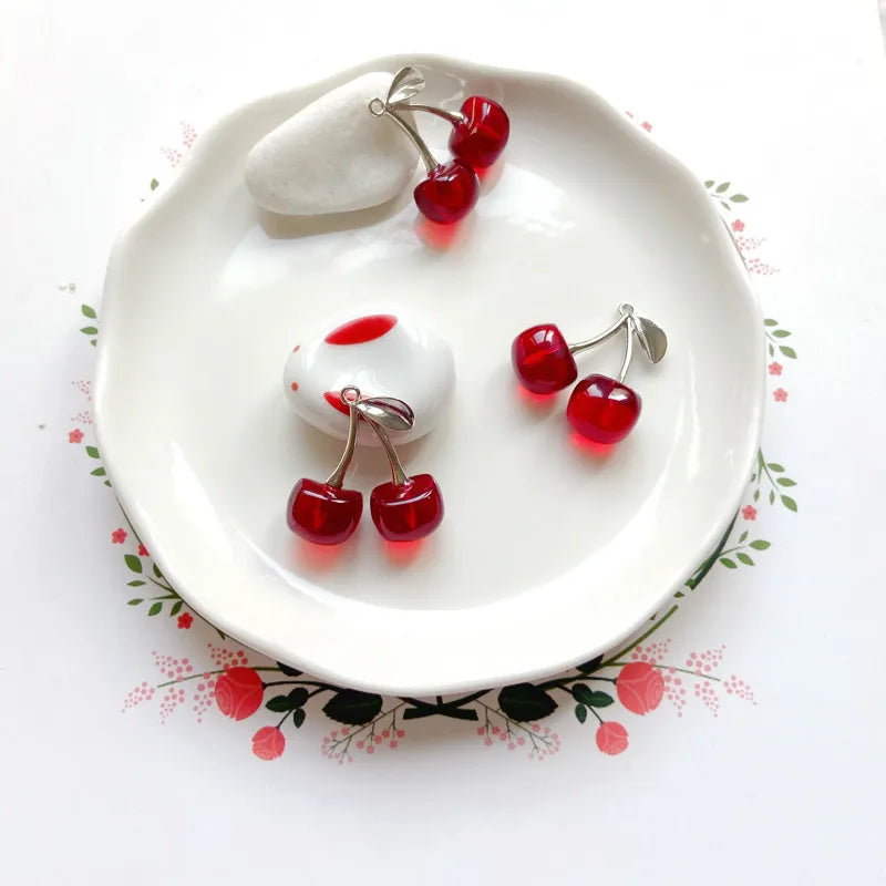 Cherry Fruit Ear Stud Hipster Bracelet DIY Pendant 4pcs