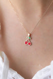 Cherry Fruit Necklace 925 Sterling Silver Enamel Pendant Necklace for Kids