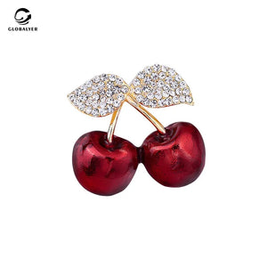 Rhinestone Cherry Brooch for Women