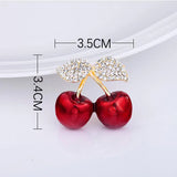 Rhinestone Cherry Brooch for Women