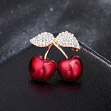 Rhinestone Cherry Brooch for Women